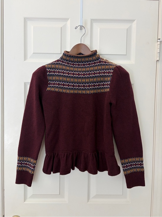 Polo Ralph Lauren Sweaters - Polo by Ralph Lauren Burgundy Fair Isle Turtleneck Sweater Wool-Blend XXS/16